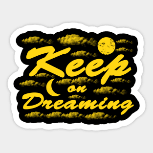 Keep on Dreaming - Yellow Moon & Clouds Sticker